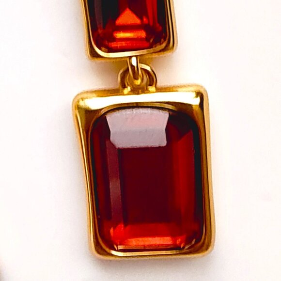 NWT J.CREW Faceted gemstone drop earrings Red - Picture 4 of 6